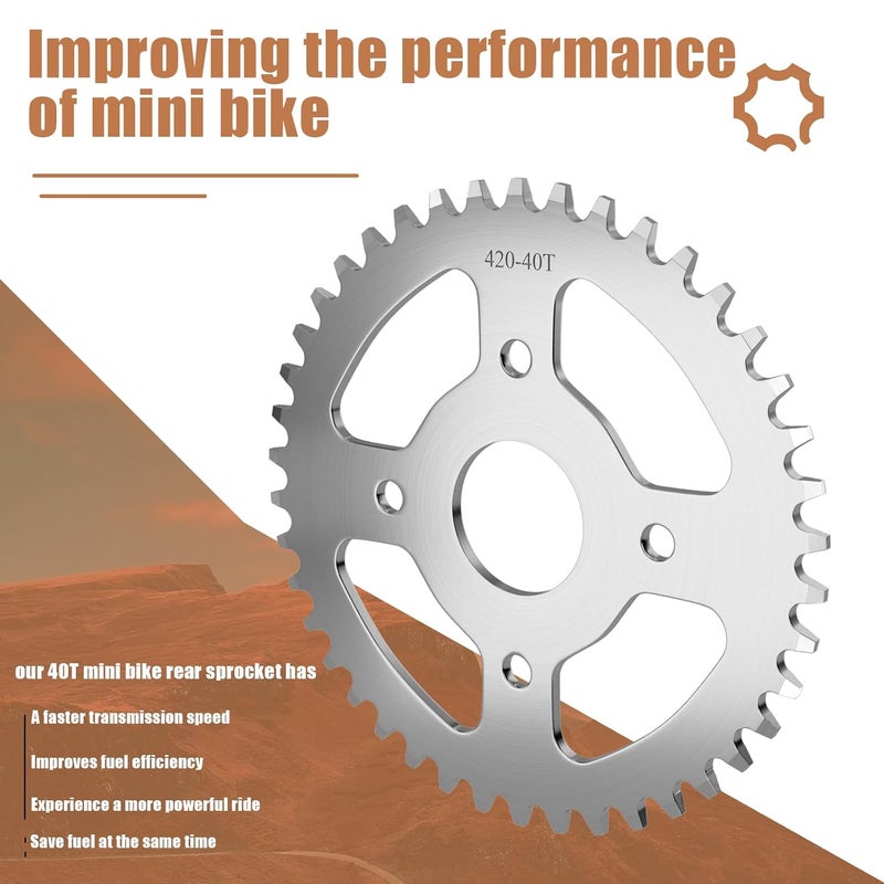 JNDO Mini Bike Sprocket 40T Sprocket 420 Chain 40mm bore Rear Sprocket Silver Replacement for Coleman BT200X CT200U CT200U-EX Go-Kart Baja Warrior TrailMaster Massimo MB165 MB200 - Image 3